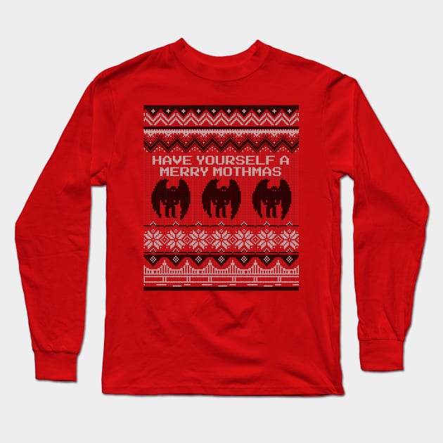 Have Yourself a Merry Mothmas Ugly Christmas Sweater Shirt Long Sleeve T-Shirt by Strangeology